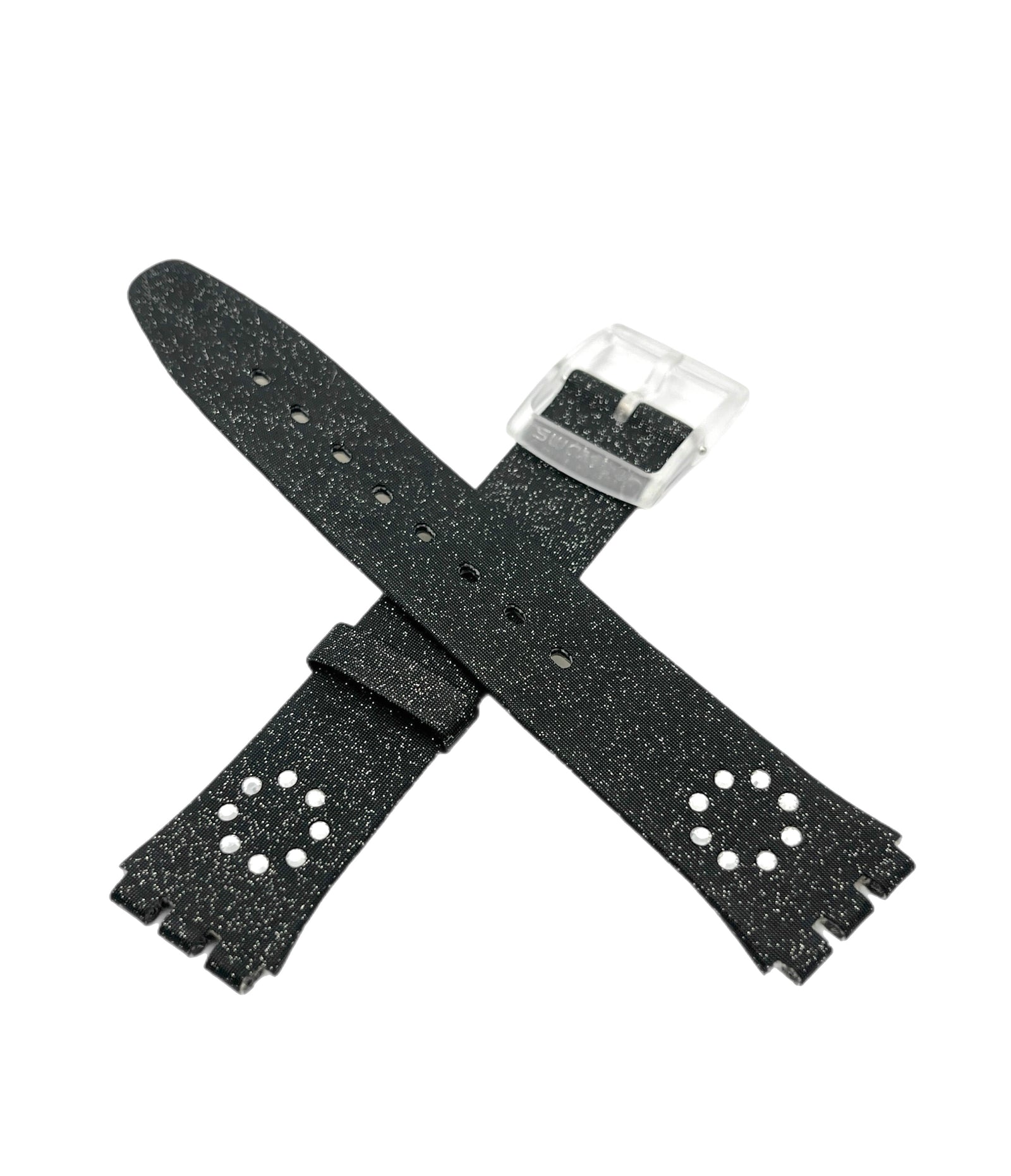 Swatch 16mm SKIN Black Glitter Leather Replacement Strap
