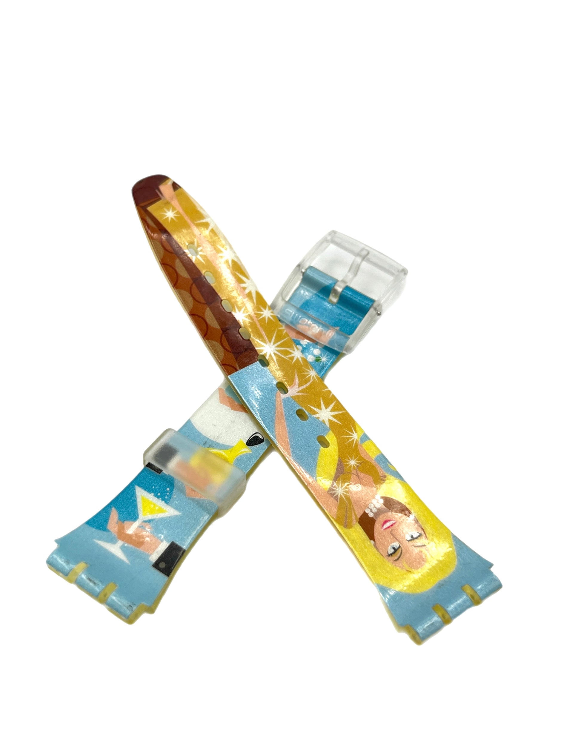 Cartoon character-themed wristbands on a white background