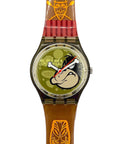 Watch with cartoon character face on a white background