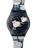 Swatch watch with sheep design on a white background