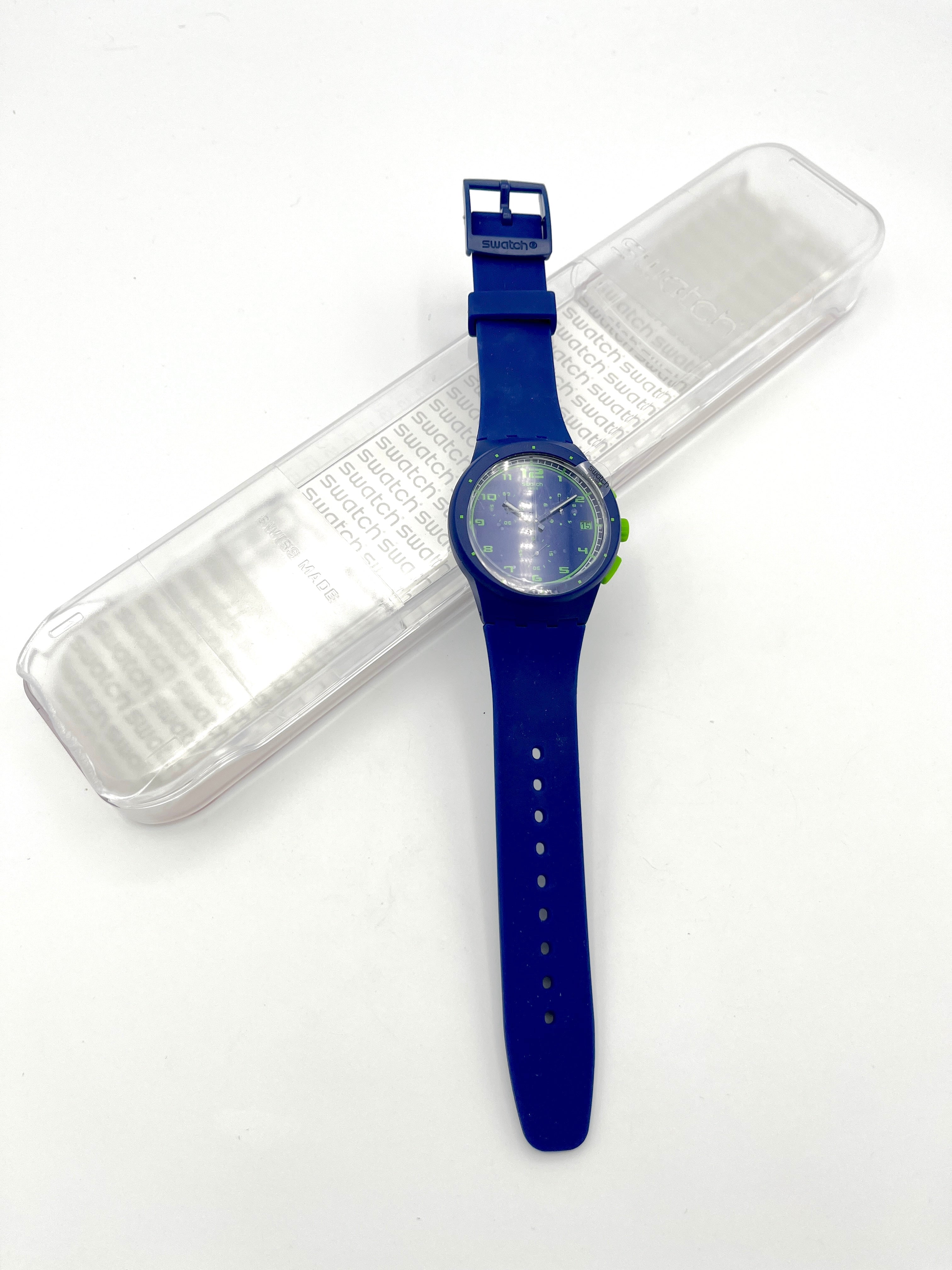 Swatch Chrono Plastic BLUE C SUSN400 - new in box