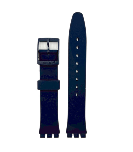 Navy blue watch strap with buckle on a white background