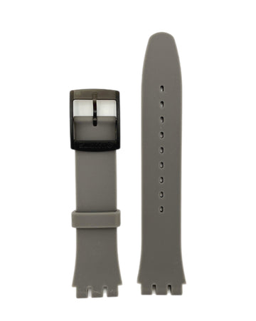 Gray Swatch strap with black buckle on a white background