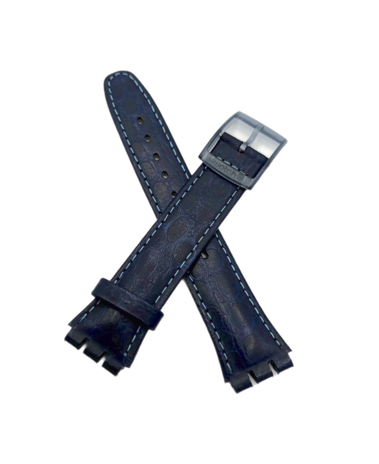 Swatch 17mm Blue Leather Replacement Band Gent NILGUN AGN709