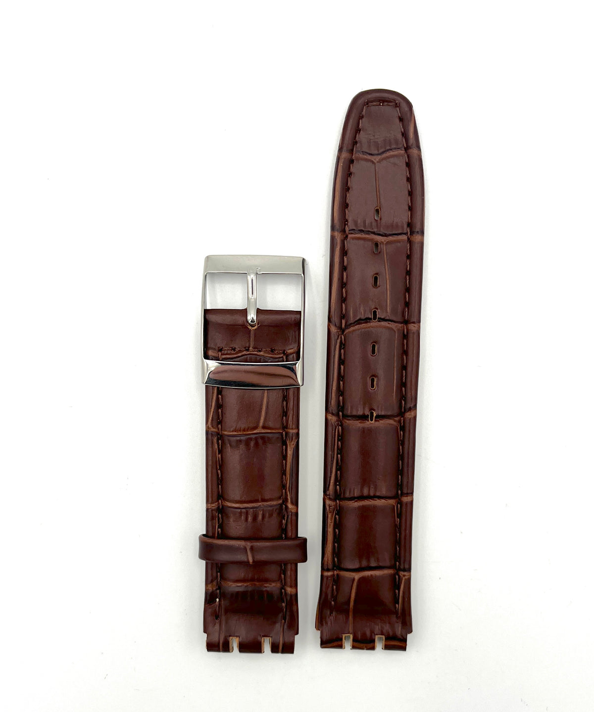 19mm Brown Leather Replacement Band for Swatch