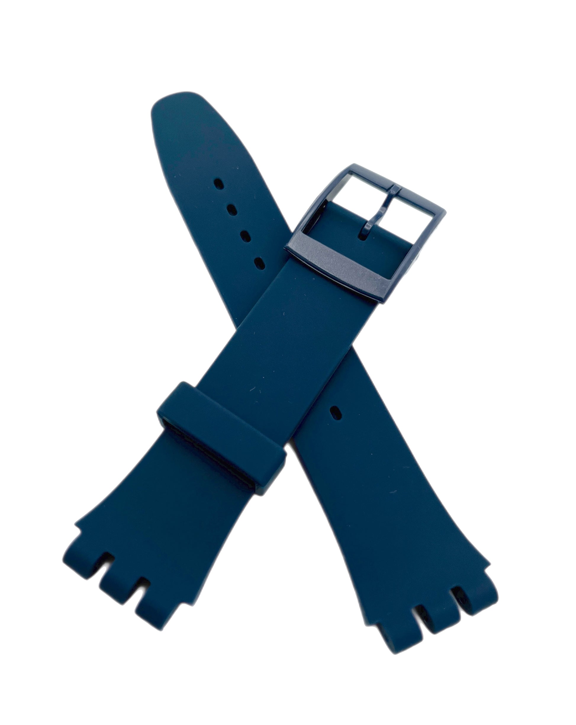 Blue watch strap on a white background
