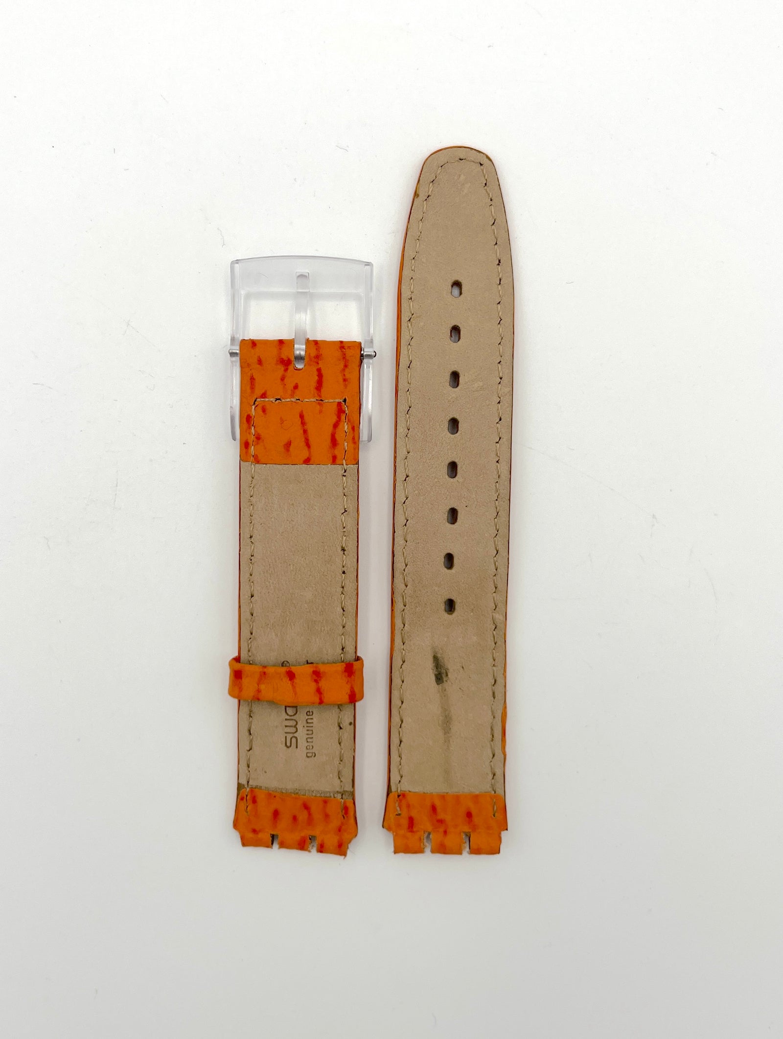 Swatch 17mm Orange Leather Replacement Strap