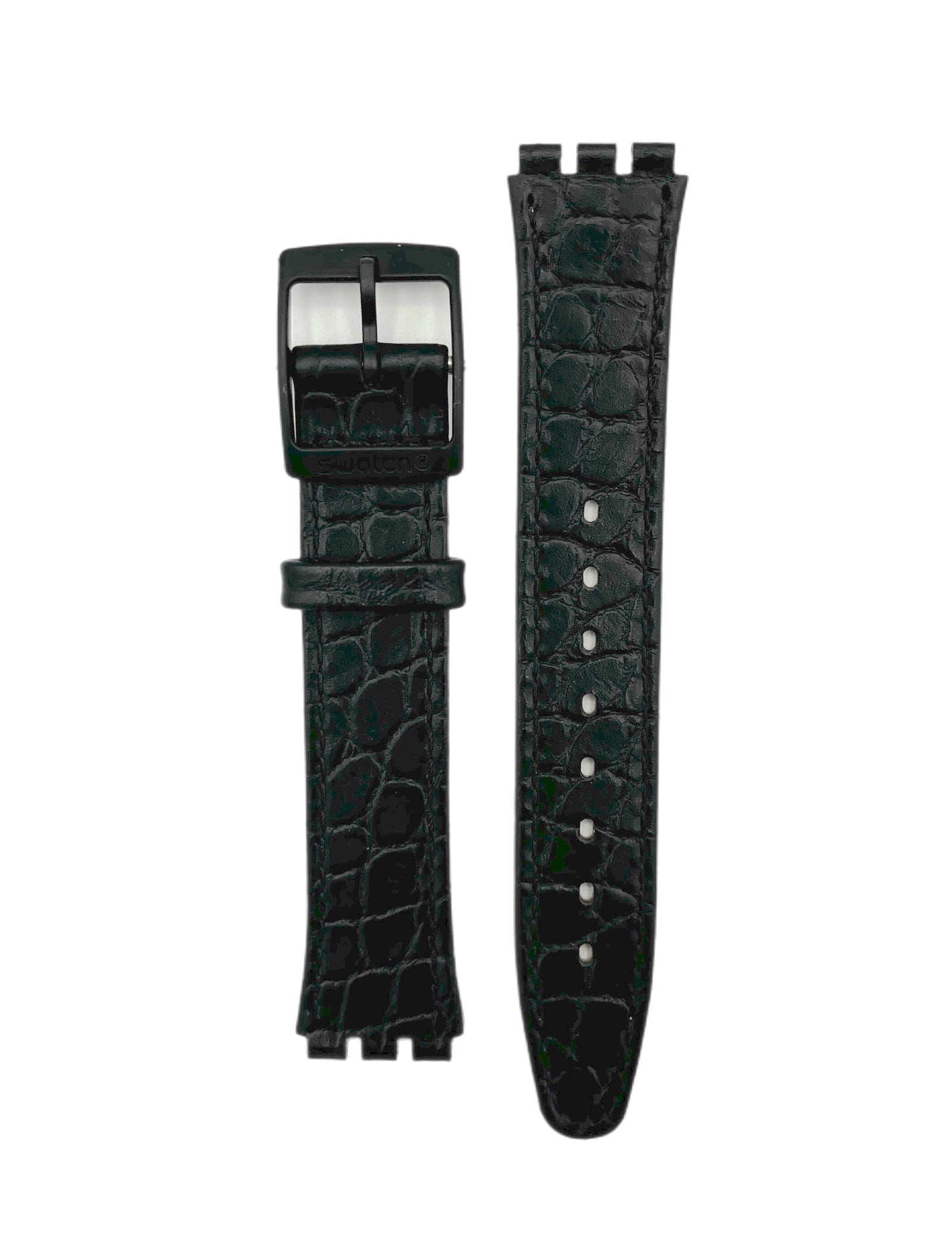 Bracelet de rechange Swatch SKIN en cuir noir 16mm