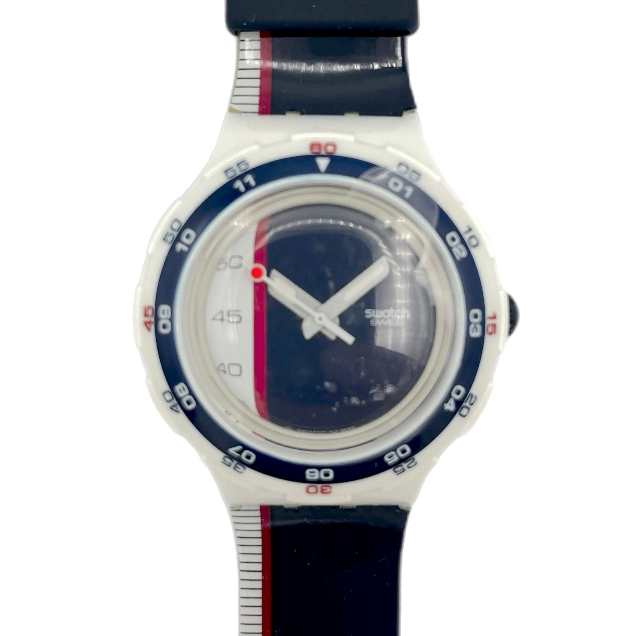 Wristwatch with a blue strap on a white background