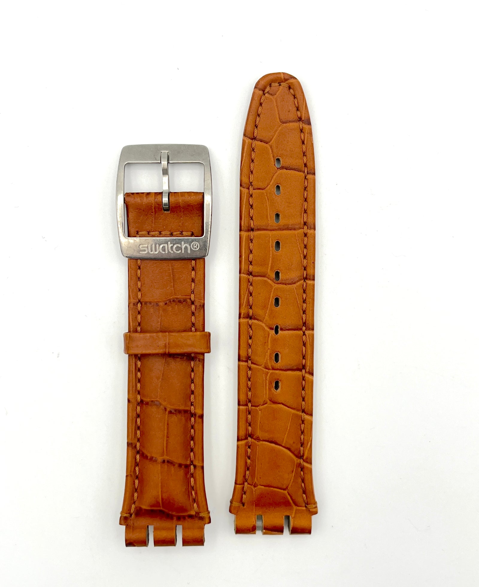 Swatch 19mm Light Brown Leather Replacement Strap AYCS429