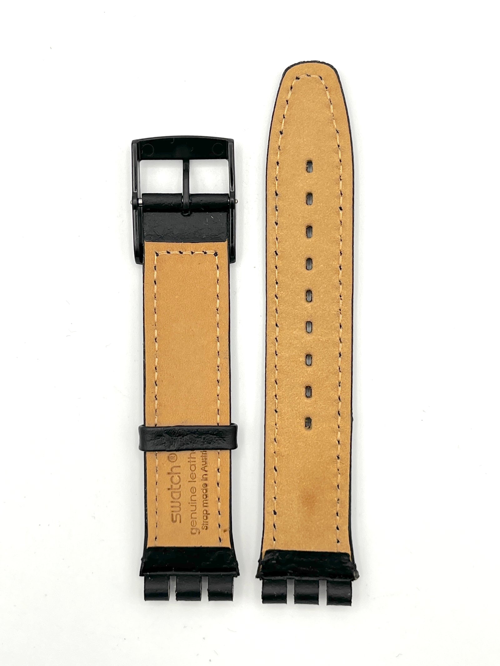 Swatch 19mm Black Leather Replacement Band