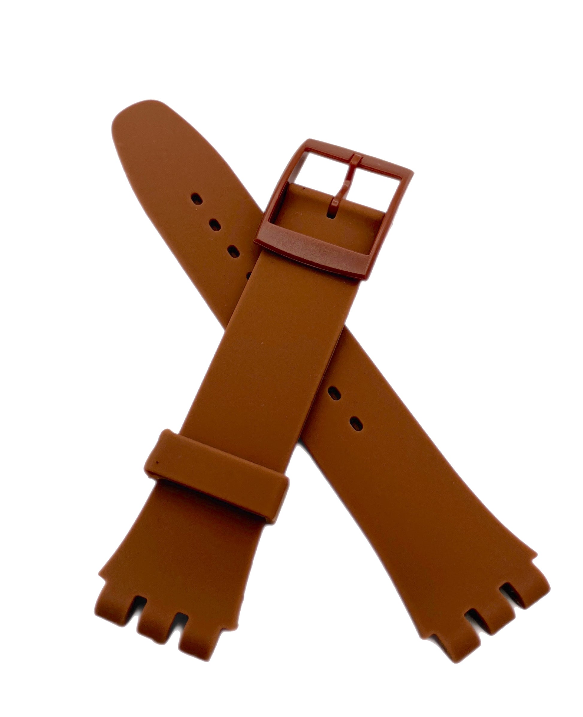 Brown watch strap on a white background