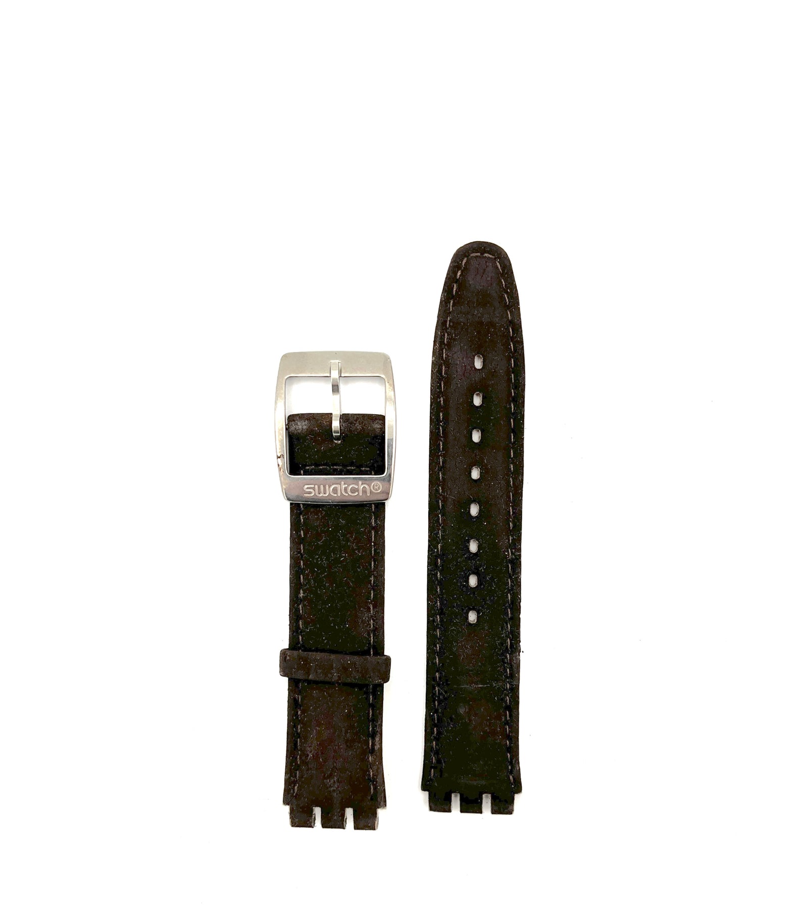 Swatch 19mm Dark Brown Suede Leather Replacement Strap