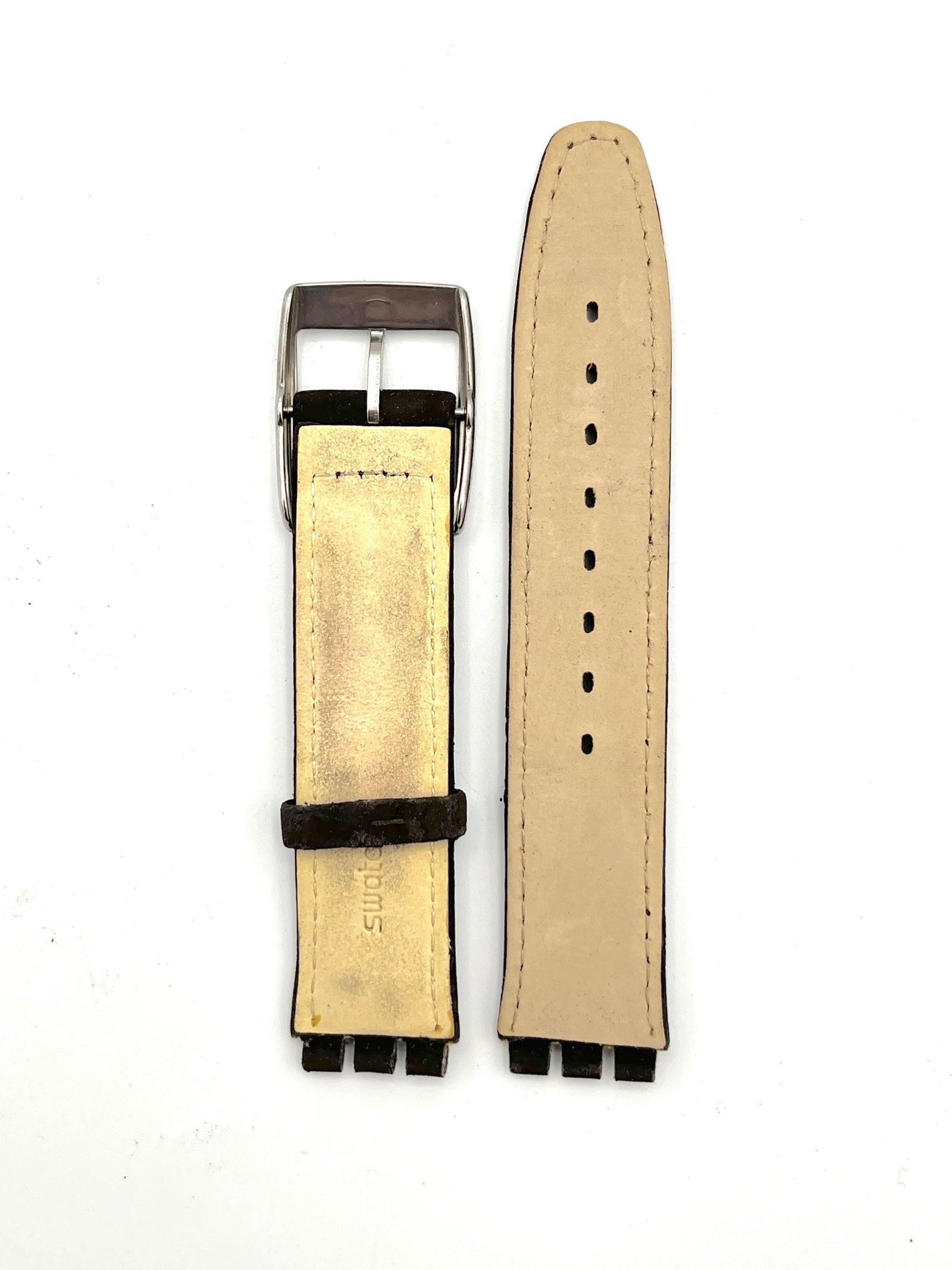 Swatch 19mm Dark Brown Suede Leather Replacement Strap