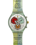 Watch with a unique design on the strap against a white background
