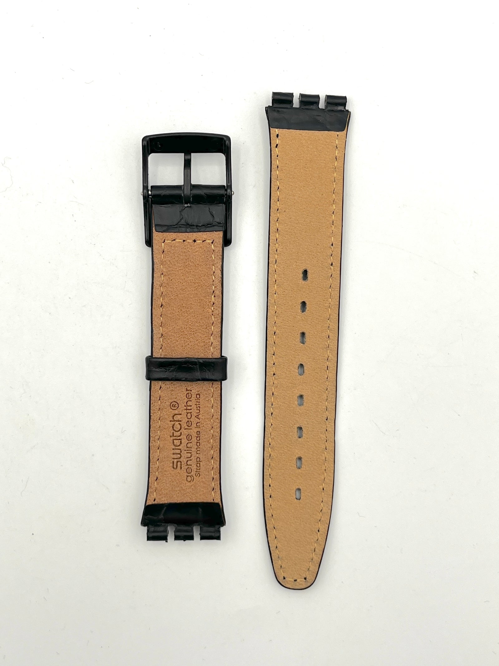 Bracelet de rechange Swatch SKIN en cuir noir 16mm