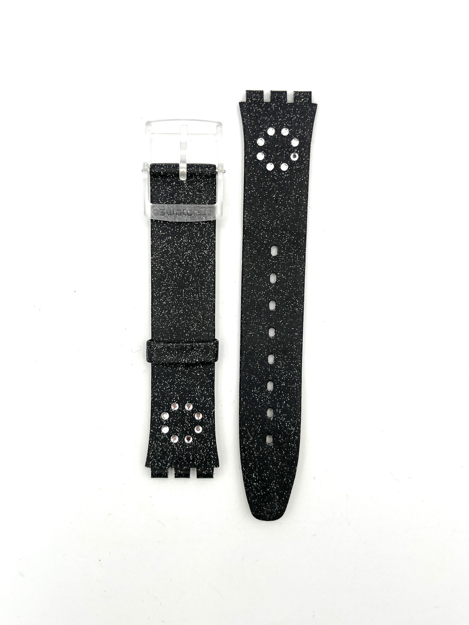 Swatch 16mm SKIN Black Glitter Leather Replacement Strap