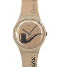Beige Swatch watch with a pipe design by Magritte SO29Z124