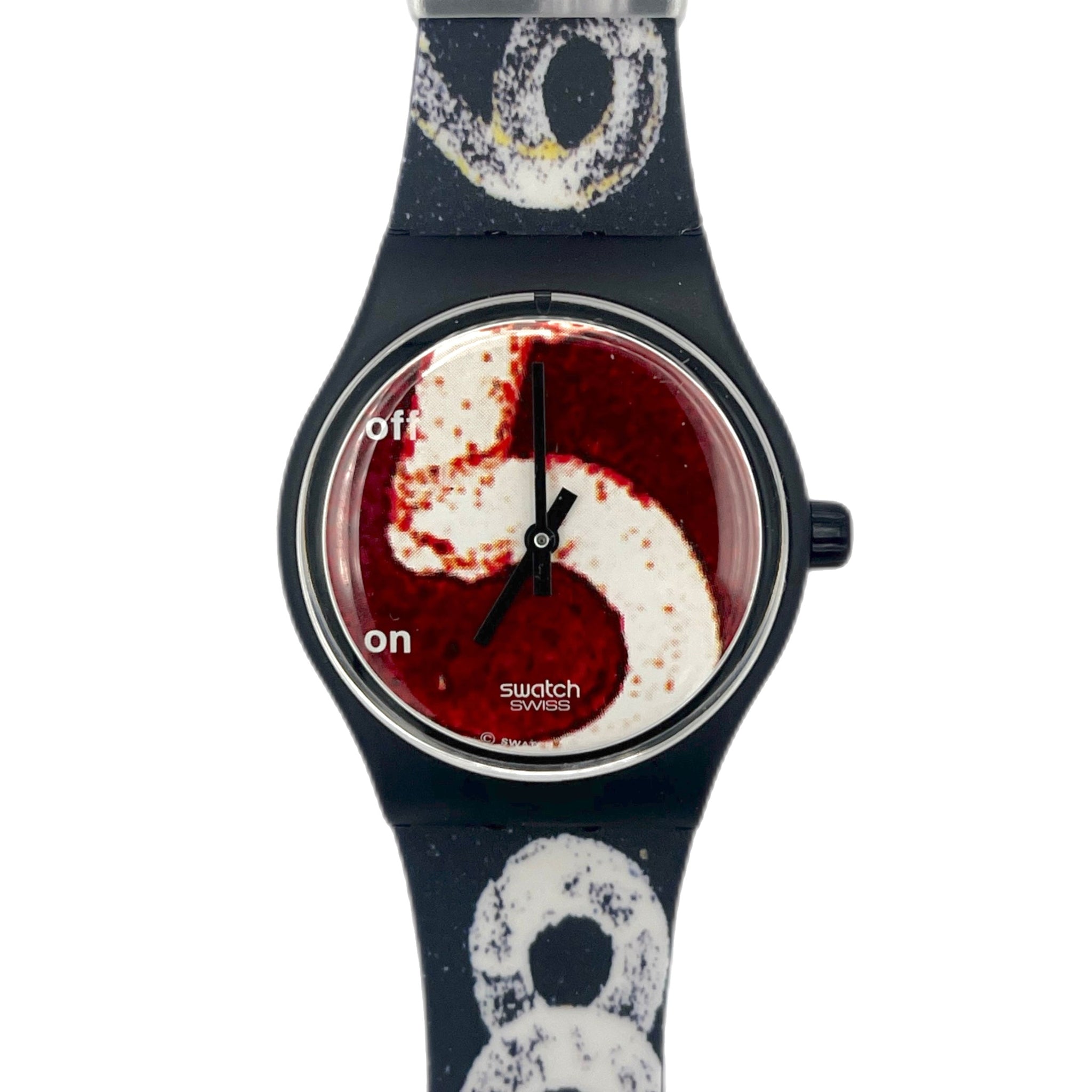 Swatch watch with a unique design on a white background