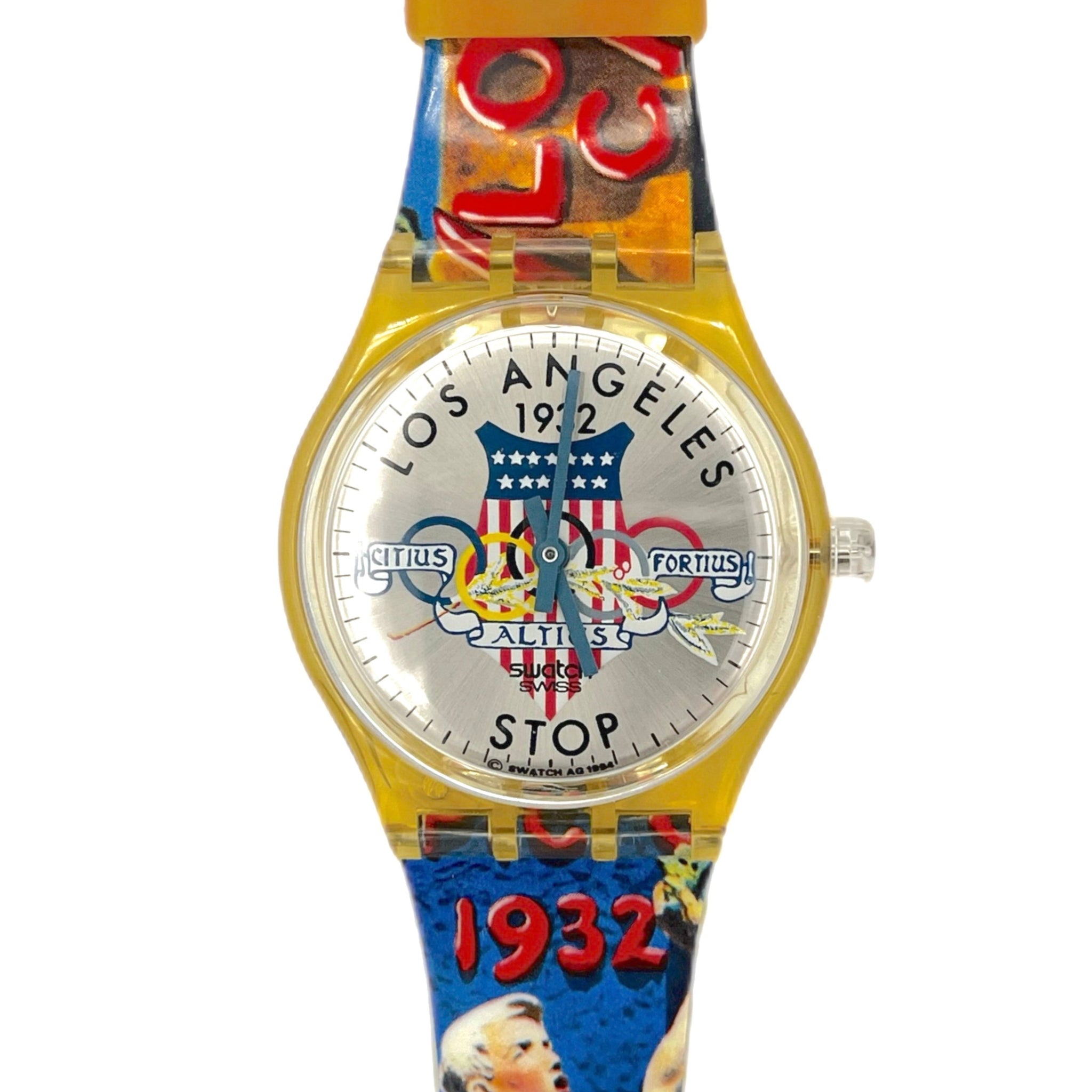 Colorful watch with a unique design on a white background