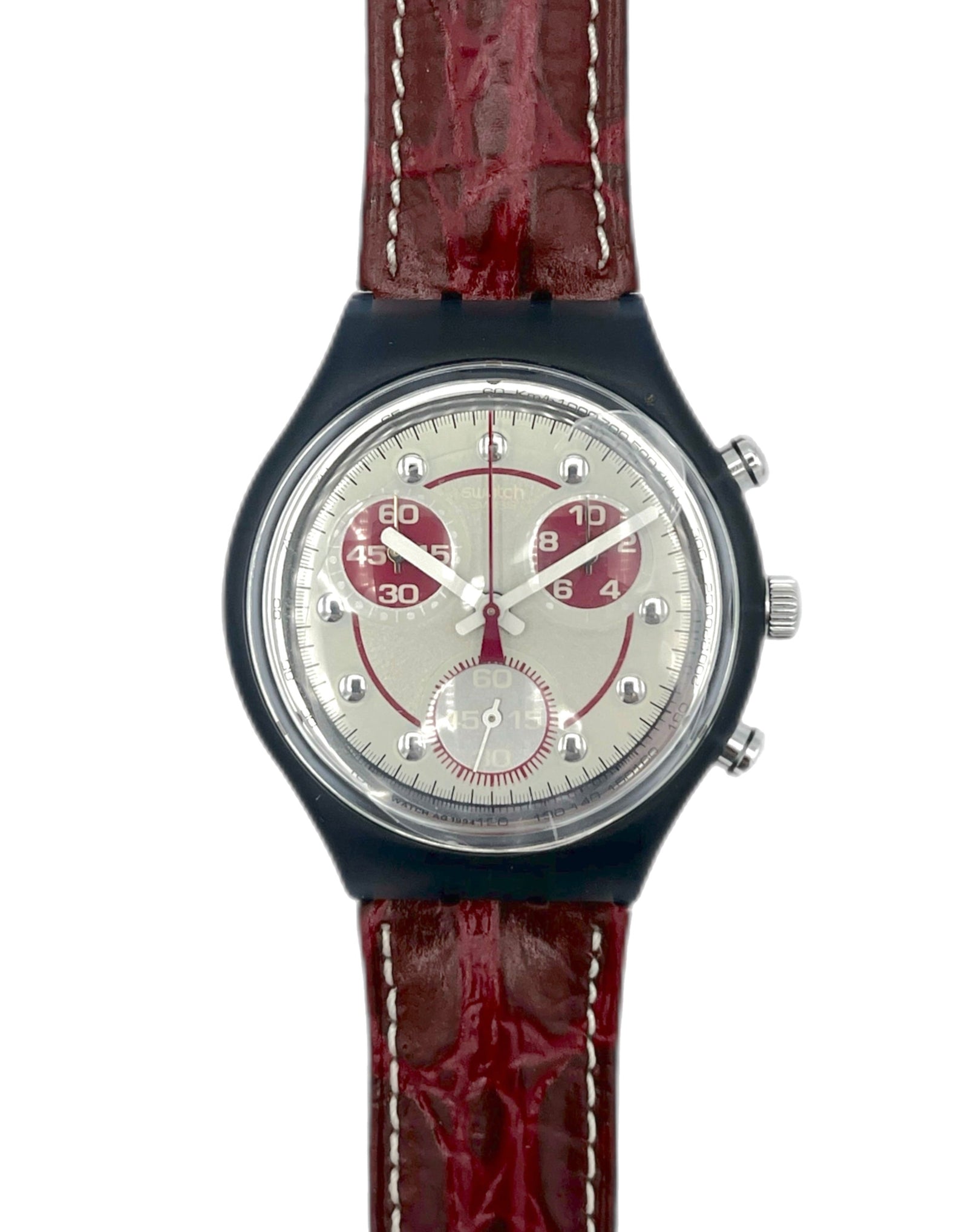 Watch with a red strap on a white background