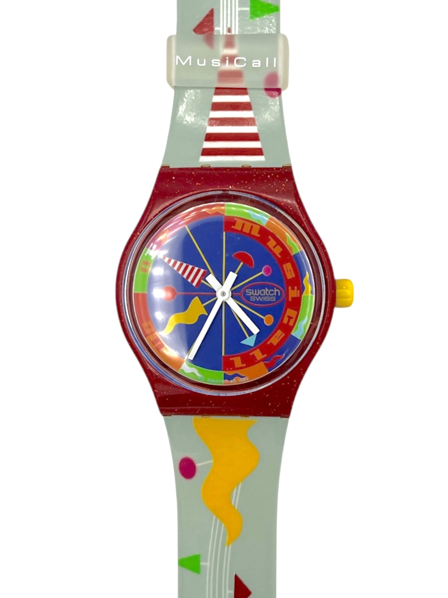 Colorful watch with a unique design on a white background
