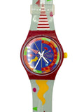 Colorful watch with a unique design on a white background