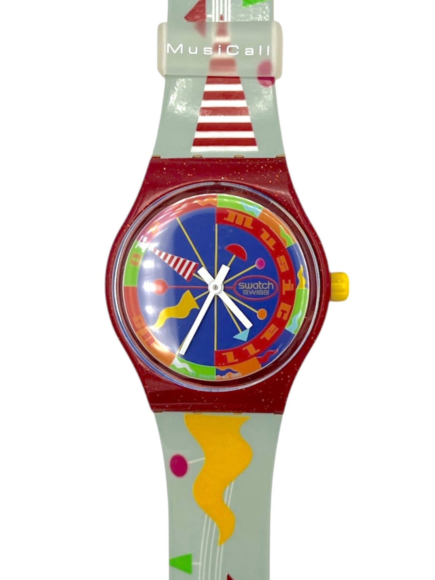 Colorful watch with a unique design on a white background