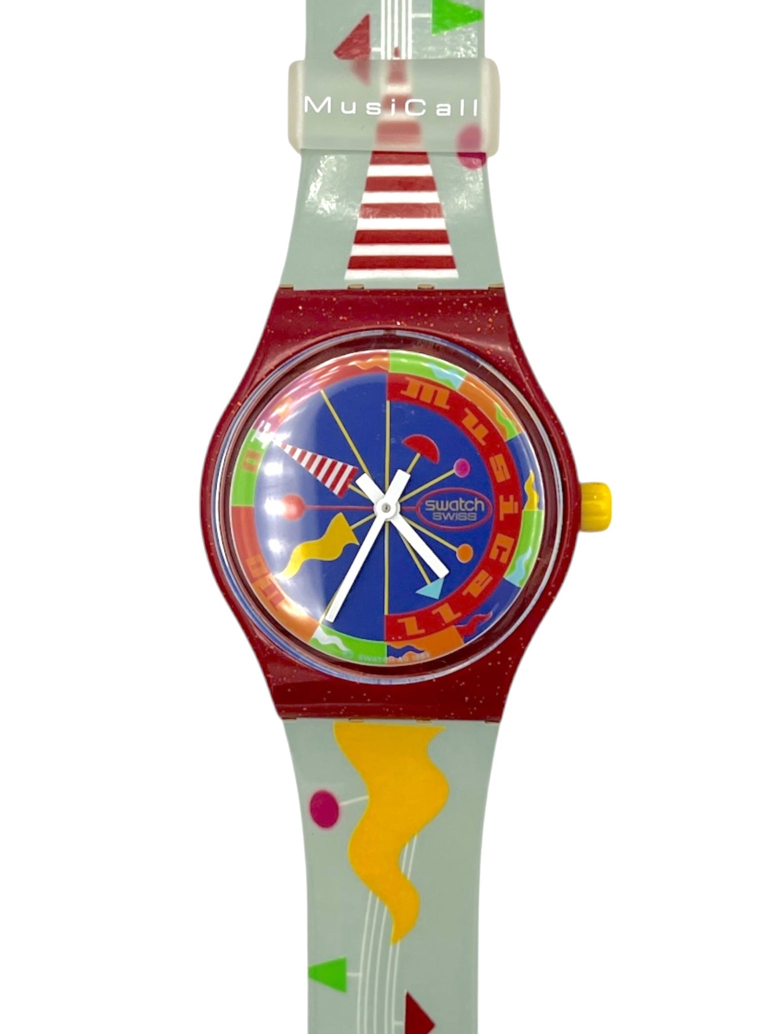 Colorful watch with a unique design on a white background