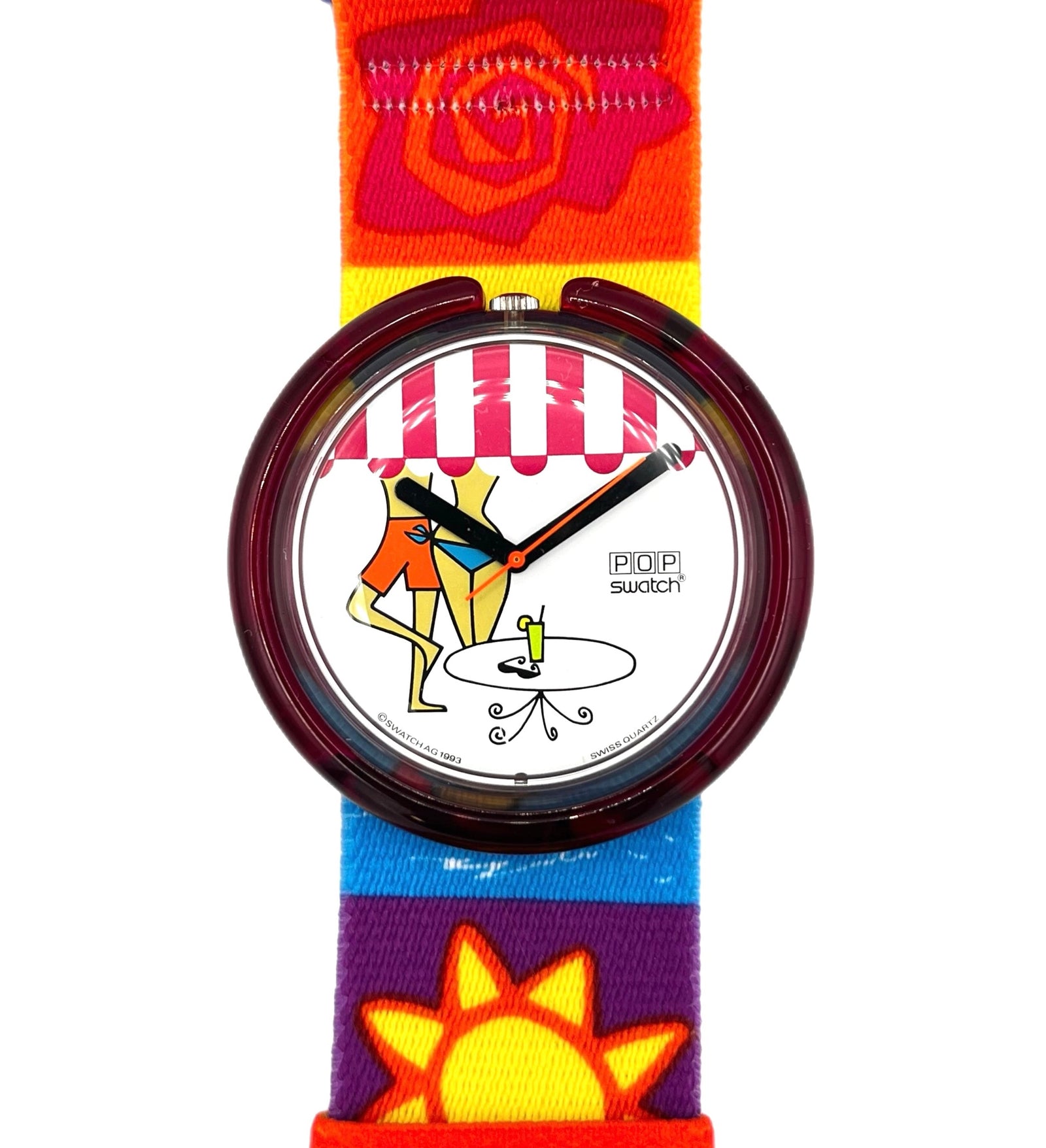 Colorful watch with a cartoon design on a white background