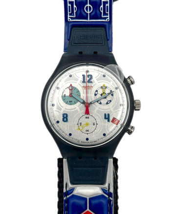 Swatch watch with a unique design on a white background