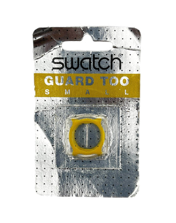 Swatch Guard Tool Small in its original blister card packaging, featuring a yellow and black tool inside a clear plastic case on a white background.