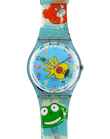Children's watch with cartoon characters on a blue strap
