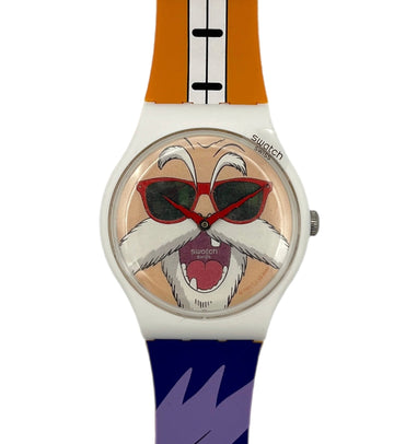 Watch with cartoon character face on the dial against a white background