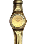 Gold wristwatch on a white background