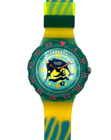 Colorful watch with a cartoon character on a white background