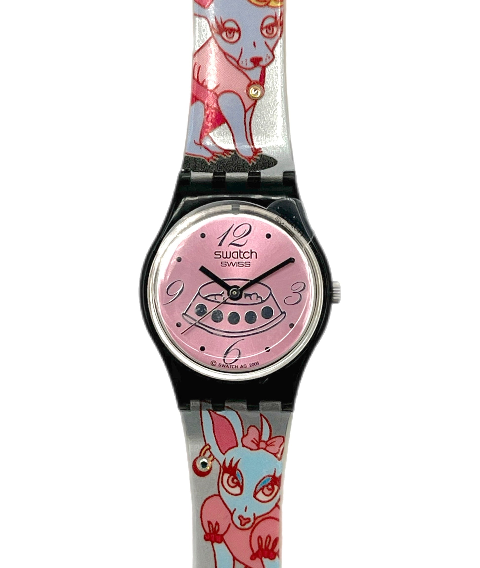 Swatch watch with cartoon character design on a white background