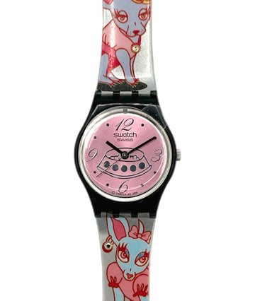 Swatch watch with cartoon character design on a white background