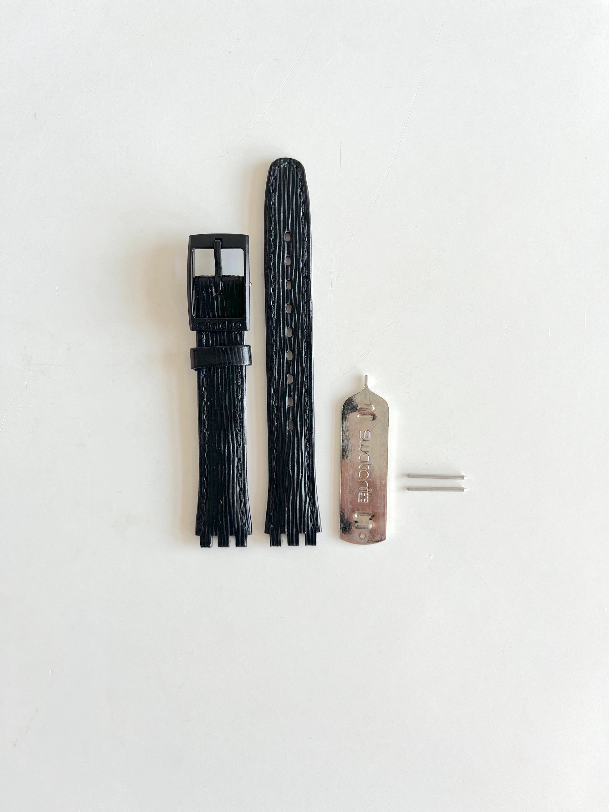 Replacement Band For Swatch Lady Black Leather 12mm