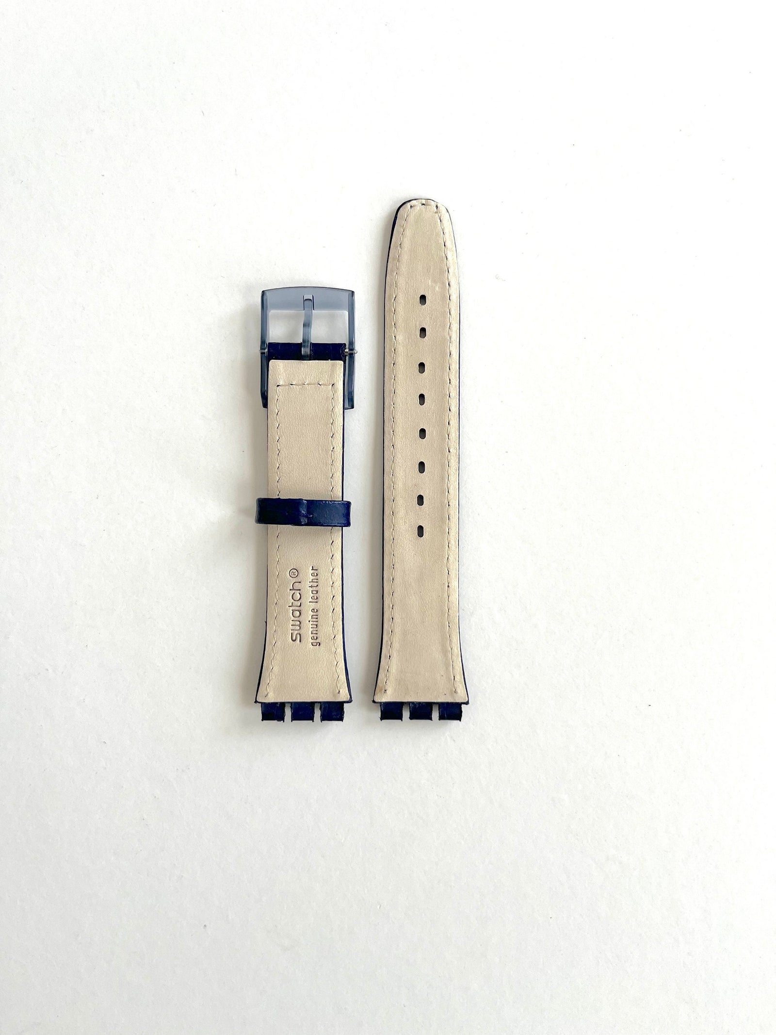 Swatch 17mm Blue Leather Replacement Band Gent NILGUN AGN709
