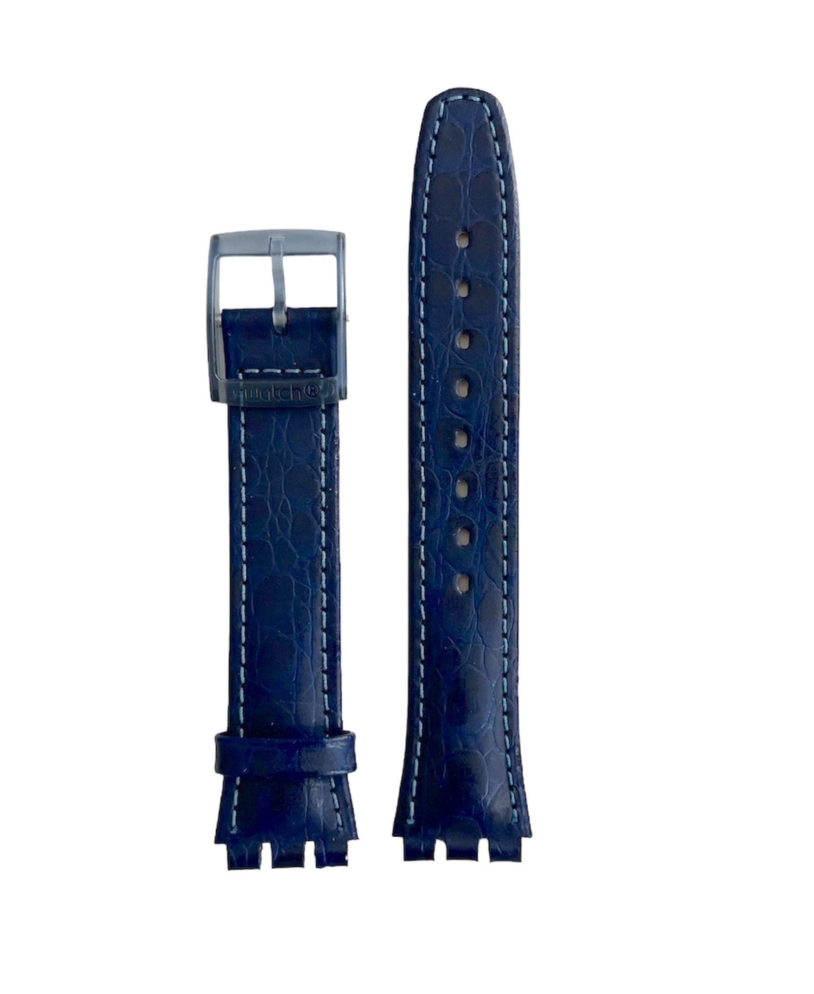 Swatch 17mm Blue Leather Replacement Band Gent NILGUN AGN709